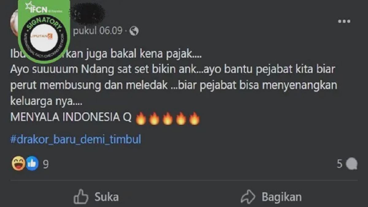 Beredar Hoaks Ibu Melahirkan Bakal Dikenakan Pajak di Facebook